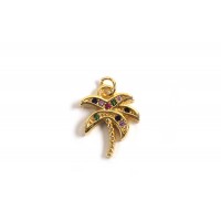 Vedhæng, palme m/farvede zirkonia, ca. 18x14x2 mm, FG, 1 stk.