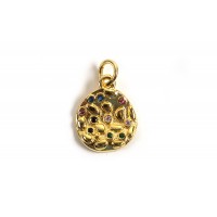 Vedhæng, mønt m/farvede zirkonia, ca. 13x11x2 mm, FG, 1 stk.