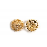 Perlehat, blomst, ca. 9,5x3 mm, forgyldt med 18K guld, 2 stk.