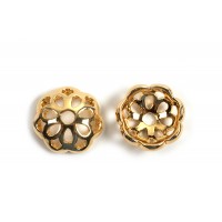 Perlehat, blomst, ca. 11x3,5 mm, forgyldt med 18K guld, 2 stk.