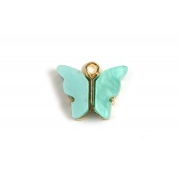 Sommerfugl, emalje, ca. 14x16x3 mm, FG, turkis, 1 stk.