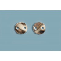 Mønt m/2 huller, ca. 6x0,8 mm, forsølvet med 925s, 2 stk.