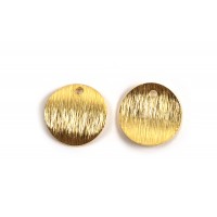 Mønt, børstet, ca. 10 mm, forgyldt med 24K guld, 2 stk.
