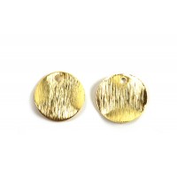 Mønt, børstet, ca. 10 mm, forgyldt med 24K guld, 2 stk.