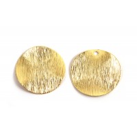 Mønt, børstet, ca. 20 mm, forgyldt med 24K guld, 2 stk.