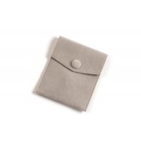Smykkepose m/knap, velour, grå, ca. 90x80x10 mm, 1 stk.