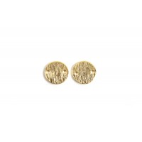 Mønt m/2 huller, børstet, ca. 8 mm, forgyldt med 24K guld, 2 stk.