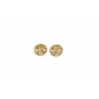 Mønt m/2 huller, børstet, ca. 6 mm, forgyldt med 24K guld, 2 stk.