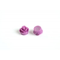 Rose, resin/acryl, 7 mm, lilla, 6 stk.