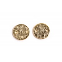 Mønt m/2 huller, børstet, ca. 10 mm, forgyldt med 24K guld, 2 stk.