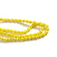 Glasperle, dråbe, facet, gul, 4,5x4,5 mm, 1 streng