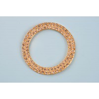 Ring m/krystaller, forgyldt, ca. 30 mm, 1 stk.