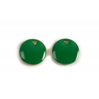 Mønt, emalje, ca. 10 mm, FG, grøn, 2 stk.