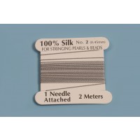 Silke perlesnor m/nål, 0,45 mm, grå, ca. 2 meter