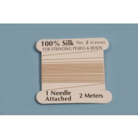 Silke perlesnor m/nål, 0,45 mm, beige, ca. 2 meter