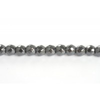 Hæmatit, rund, facet, 3 mm, 1 streng