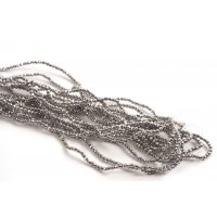 Hæmatit, rund, facet, sølvfarvet, 2 mm, 1 streng