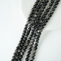 Sølvobsidian，10mm rund，hel streng 38cm