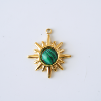 Vedhæng med indstillede ædelstene,FG,20*17.5mm,1 stk.‌- Turkis