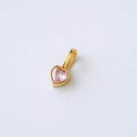 Vedhæng med zirkon,FG,11.3*5.5mm,1 stk.‌ - Pink