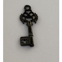 Vedhæng, nøgle m/klare zirkonia, ca. 28x11 mm,  2 stk.
