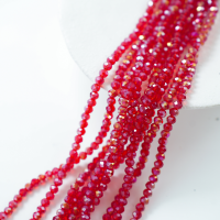 Zirkon,Diamantslebet Rund, 6*5mm/38cm，Hel Streng - Valmuerød