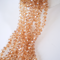 Zirkon,Facetslebne rondeller med mellemled, 8mm/55cm，Hel Streng - Mørk Beige